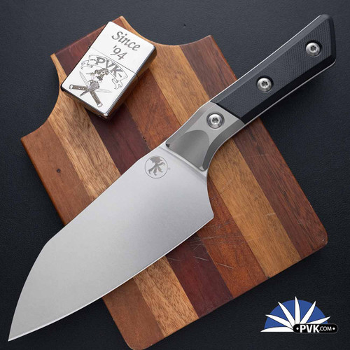 Microtech Kitchen 6" Santoku Knife 3200B-10BK Stonewashed Blade, Black G10