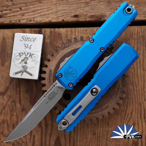 Microtech Ultratech Gen 4 11214-10APBL, Apocalyptic Single Edge Blade, Blue Handle