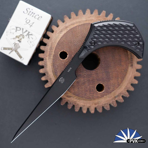 Bastinelli Creations "Gambler" Push Dagger, Black PVD VG10 Blade, Milled Black G10 Handles