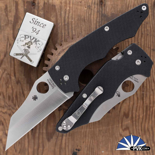 Spyderco YoJumbo Compression Lock, Satin CPM-S30V Wharncliffe Blade,  Black G-10 Handle Scales