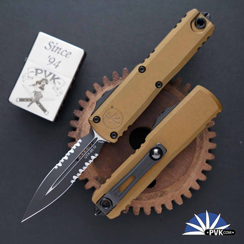 Microtech UTX-85 Gen 4 D/E 12324-2YW Black Partial Serrated Double