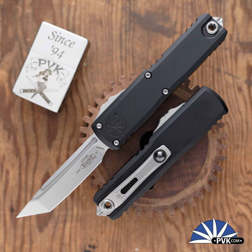 Microtech UTX-85 Gen 4 T/E 12334-10 Stonewash Tanto Blade, Black Handle