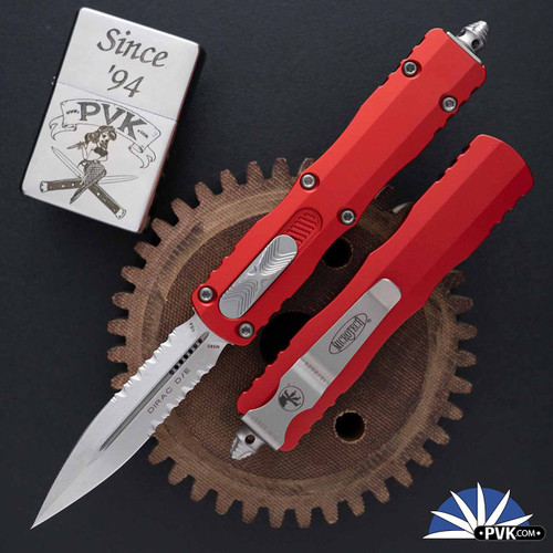 Microtech Dirac 225-12NC Stonewash Full Serrated Blade, Natural