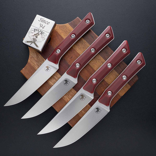 Microtech Kitchen 4.5 Steak Knife Set 3600-10SETMR Stonewashed Blade, Merlot G10