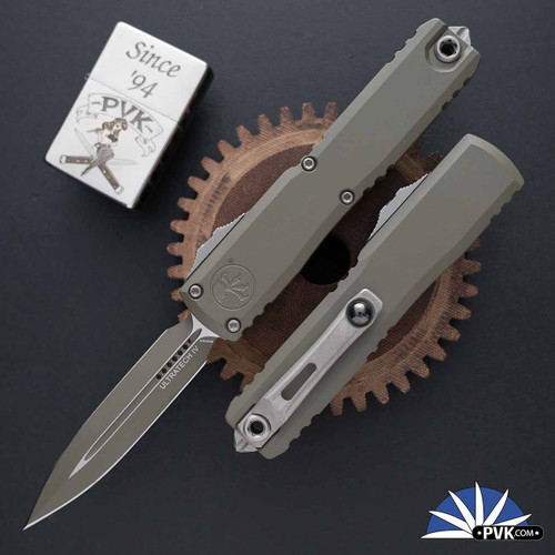 Microtech Ultratech Gen 4 11224-1MG-C21Z13, Double Edge Blade, Standard Cerakote Moss Green Handle