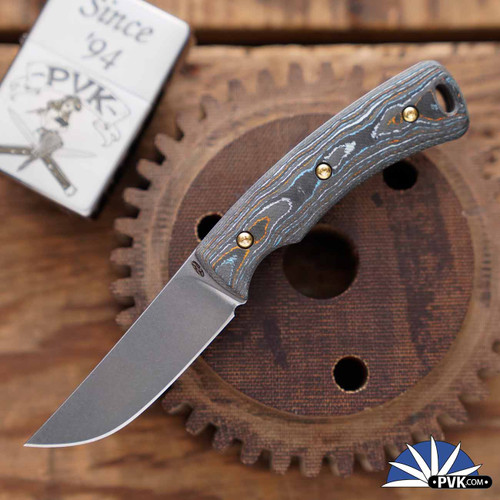 Three Rivers Manufacturing (TRM) Tagalong PVK Exclusive Stonewashed Magnacut, Gulf Camo Carbon Handle Scales, Gold Plated Hardware