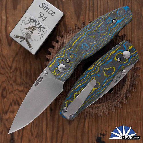 Three Rivers Manufacturing (TRM) Neutron 2 Linerlock, Tumbled 20CV, Bolts Camo Carbon 3D Scales
