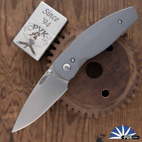Three Rivers Manufacturing (TRM) Neutron 2 Linerlock, Tumbled 20CV, Slate Gray G10 3D Scales