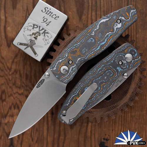 Three Rivers Manufacturing (TRM) Neutron 2 Linerlock, Tumbled 20CV, Gulf Camo Carbon 3D Scales