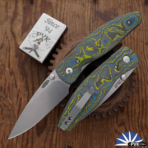 Three Rivers Manufacturing (TRM) Atom Linerlock, Magnacut Blade, Gecko Camo Carbon 3D Contoured Smooth Handle Scales