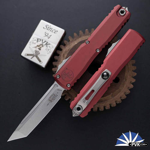 Microtech Ultratech Gen 4 11234-10MR, Stonewashed Tanto Edge Blade, Merlot Handle