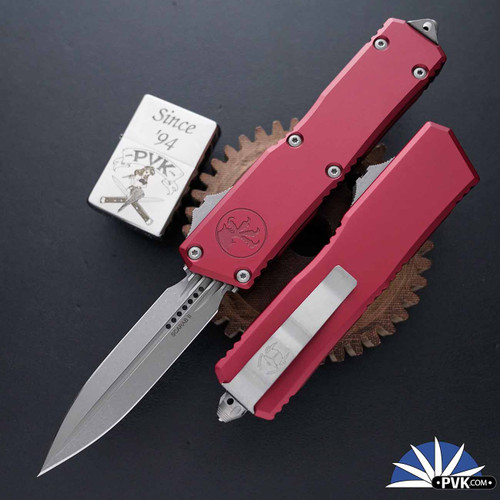 Microtech Executive Scarab 2 Gen 3 1175-10APMR, Apocalyptic Double Edge Blade, Merlot Handle