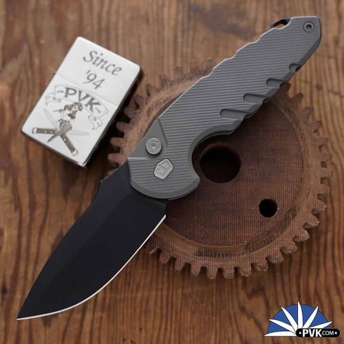Blackside Customs Bad Idea Auto, Black Magnacut Blade, Black Titanium Handle, Titanium Hardware and Clip