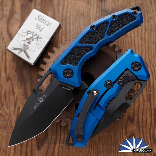 Heretic Knives Medusa, Manual DLC Tanto, Standard Blue Chassis With Tactical Hardware