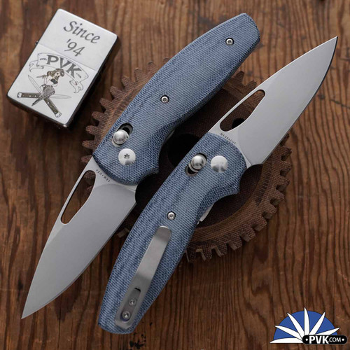 TRM Bulldog Rev. B  River-Lok Stonewash Magnacut Blade, 3D Denim Micarta Scales