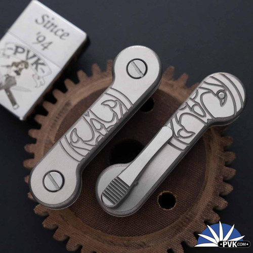 Keybar/Hawk Designs Collaboration Keybar, 2-Tone Hand Satin Titanium W/Hawk Grip Clip