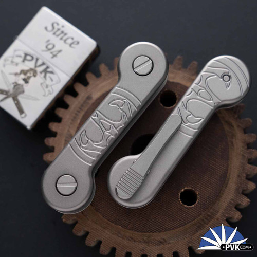 Keybar/Hawk Designs Collaboration Keybar, ZirBlast Finished Titanium W/Hawk Grip Clip