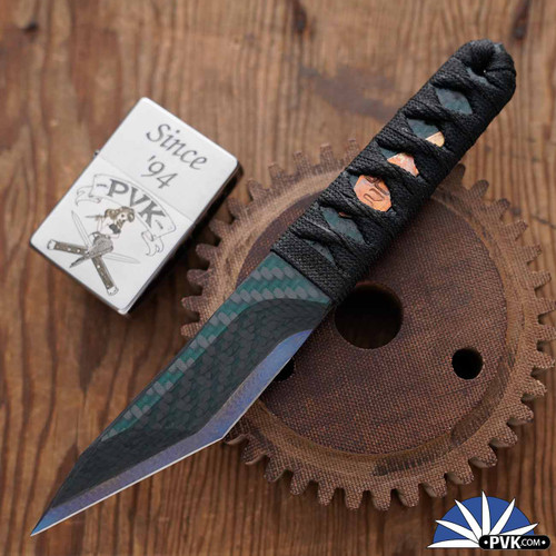 Warren Thomas Custom Tanto/Kiridashi Fixed Blade, 6al4V Titanium/Carbon Fiber Laminate Blade, Tsuka Wrapped Ti/CF Handle