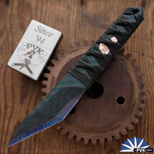 Warren Thomas Custom Tanto Kiridashi Fixed Blade, 6al4V Titanium/Carbon Fiber Laminate Blade, Tsuka Wrapped Ti/CF Handle