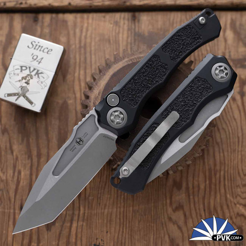 Heretic Knives Wraith V4 Auto Tanto Blade, Battleworn Black Chassis