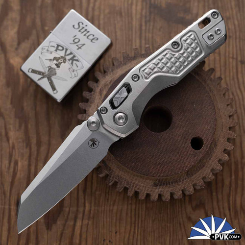 Microtech Standard Issue Mini (MSI) 210M-10FRMS2, Stonewashed Blade, Ram-Lok Stonewashed Frag Pattern Titanium Handle W/Bronze Ti Accents
