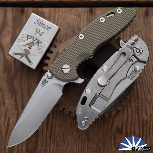 Hinderer XM-18 3.25″ Spearpoint Stonewashed S45VN Blade, Stonewashed Ti Frame & OD Green G10 Handle