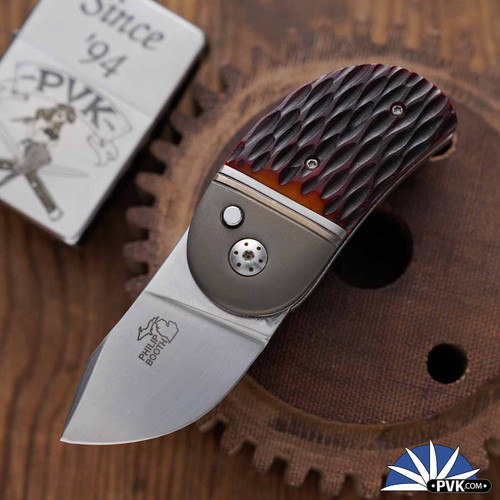 Philip Booth Custom Push Button Auto Model 18 Minnow, Jigged Bone Handle