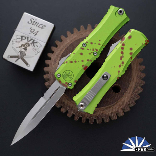 Microtech Hera II Mini 1701M-10Z Bayonet Stonewash Blade, Zombie Handle