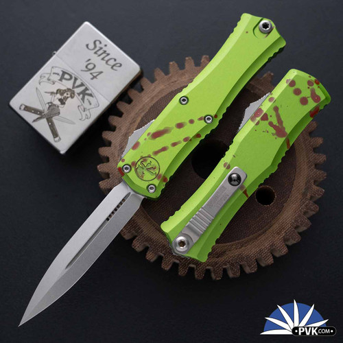 Microtech Hera II Mini 1702M-10Z Double Edge Stonewashed Blade, Zombie Handle