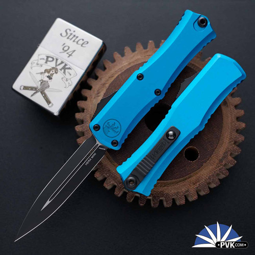 Microtech Hera II Mini 1702M-1BL Double Edge Black Blade, Blue Handle