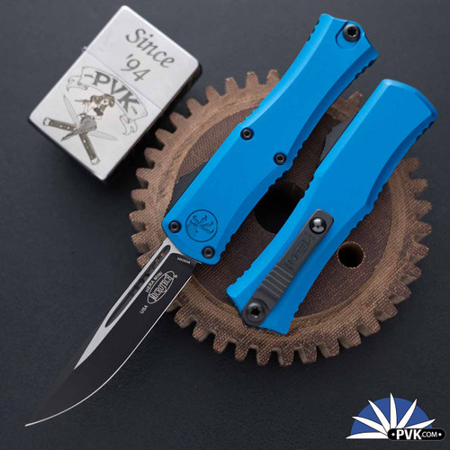 Microtech Hera II Mini 1703M-1BL Single Edge Black Blade, Blue Handle