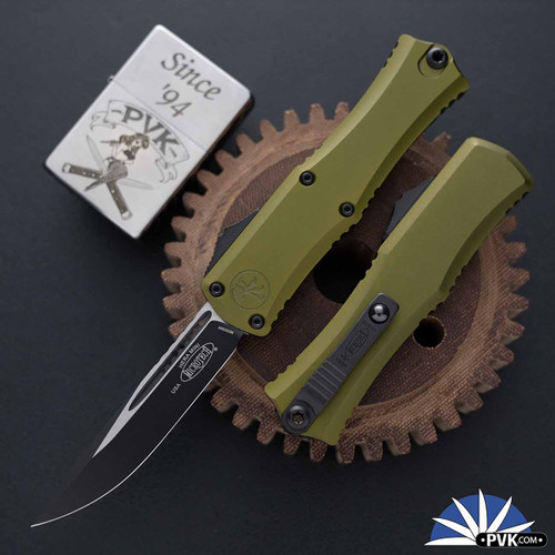 Microtech Hera II Mini 1703M-1OD Single Edge Black Blade, OD Green Handle