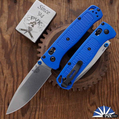 Benchmade 535 Bugout, Satin S30V Drop-point Blade, Blue Grivory