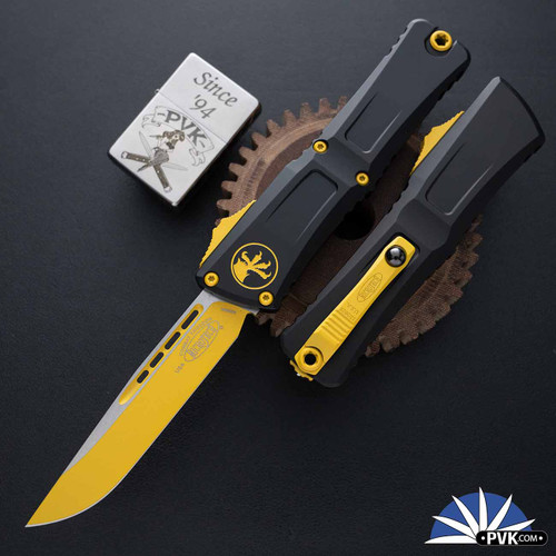 Microtech Combat Troodon Gen 3 1143-1CYSK Single Edge Corvette Yellow Blade, Corvette Yellow Claw Black Chassis