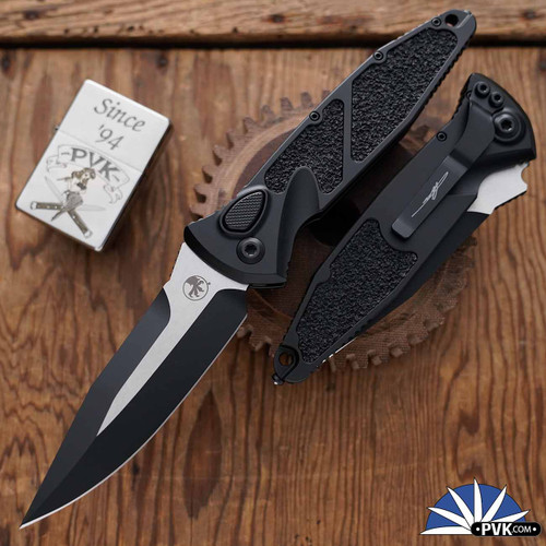 Microtech Socom Elite Auto 160A-1TSS Single Edge Black Blade, Black Handle Tactical, Signature Series