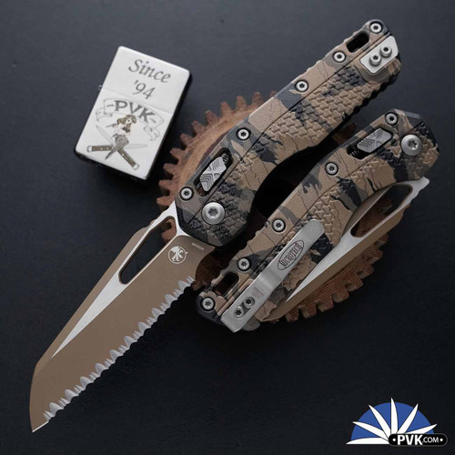 Microtech Standard Issue MSI 210T-3PMTEC-Y6 Ram-Lok, Full Serrated Blade, Terrain Tiger Camo Handle