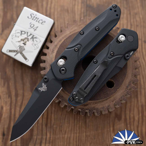Benchmade 945BK-1 Mini Osborne CPM-S30V Black Plain Blade, Black G10 Handles