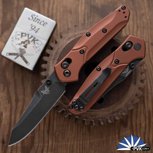 Benchmade 945BK-03 Mini Osborne CPM-S30V DLC Blackwashed Plain Blade, Burnt Copper Aluminum Handles