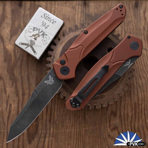 Benchmade 9400BK-03 Osborne AUTO, Blackwashed CPM-Magnacut Blade, Burnt Copper Aluminum Handles