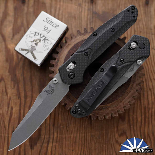 Benchmade 940-1 Osborne, Stonewashed CPM-S90V Blade, Black Carbon Fiber Handles