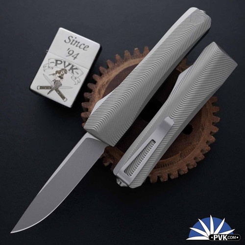 Core Edge USA 0331 Pulsar, Single Edge Magnacut, Blasted Bevel / Satin Flats Blade, Natural Aluminum Handle