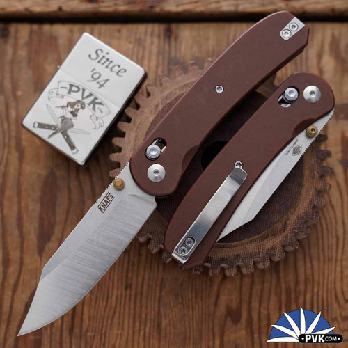 Knafs Lander 2 Clutch Lock S35VN Stonewash Clip Point Blade, Brown Paper Micarta Handle Scales - 00408