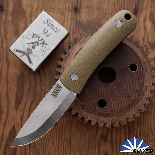 Knafs LULU, Stonewashed Magnacut Blade, Green Canvas Micarta Handle Scales - 00231