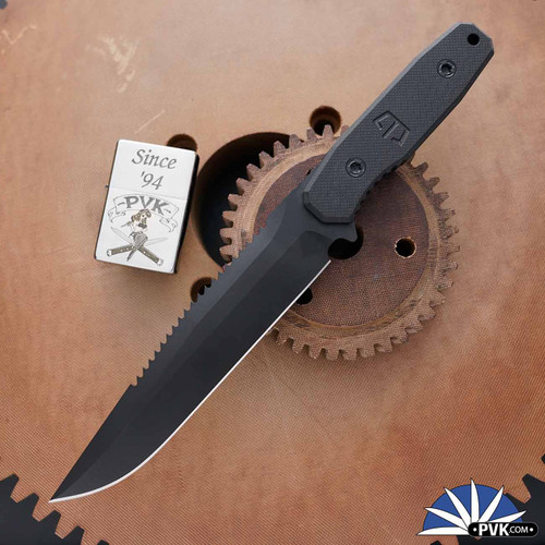 Blackside Customs Rogue 1, Black Magnacut Blade With Sawtooth Spine, G10 Handle Scales, Triple Black