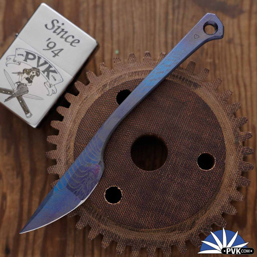 Warren Thomas Custom Keychain Fixed Blade,  Full Titanium With Polished And Anodized Finish, And Tungsten Carbide Edge, V1