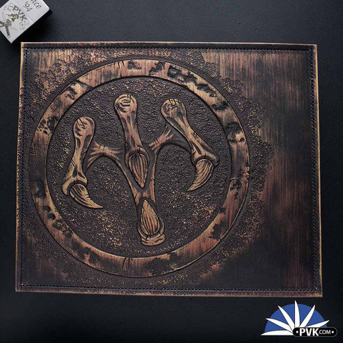 JB Leatherworks - Handmade Carved Leather Hawk Mat - 002