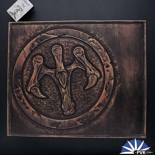 JB Leatherworks - Handmade Carved Leather Hawk Mat - 003