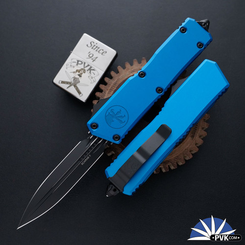 Microtech Executive Scarab 2 Gen 3 1175-1BL, Standard Double Edge Blade, Blue Handle