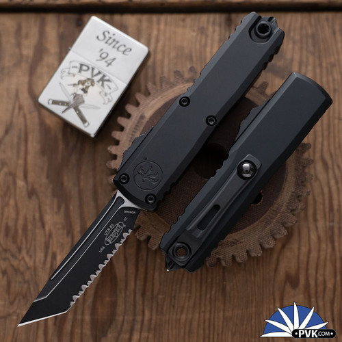 Microtech UTX-85 Gen 4 T/E 12334-3T, Full Serrated Black Tanto Blade, Black Handle, Tactical