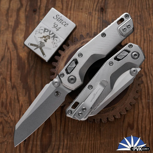 Microtech Standard Issue Mini (MSI) 210M-10FLMS2, Stonewashed Blade, Ram-Lok Fluted Titanium Handle W/Bronze Titanium Accents